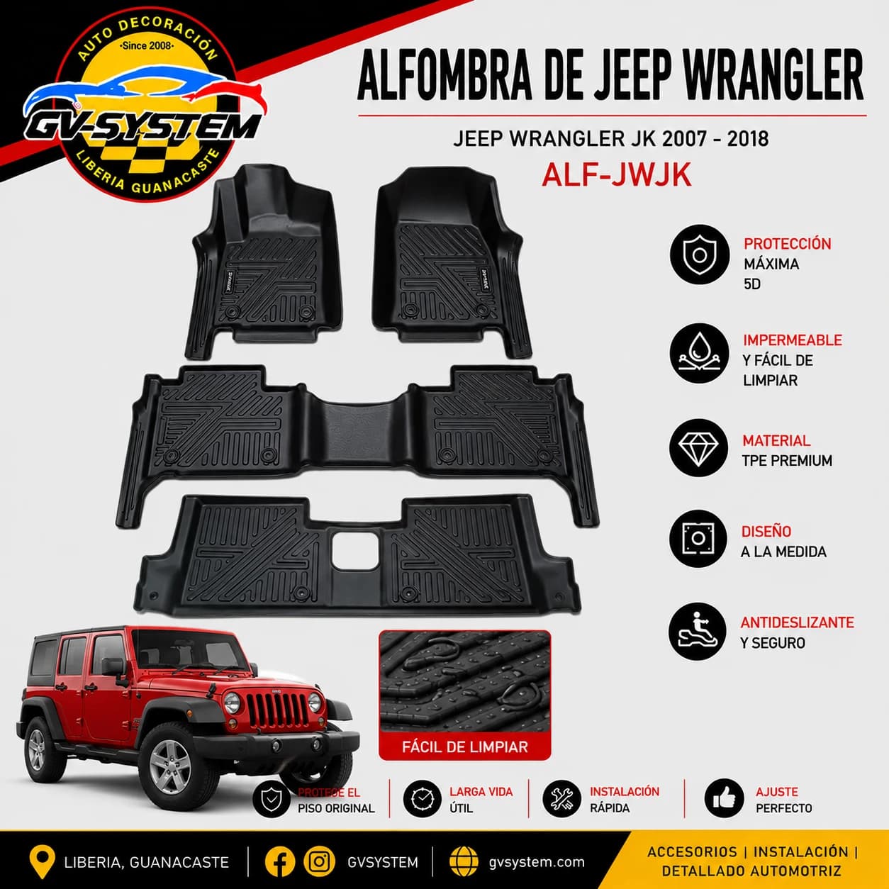 Alfombras 5D para Jeep Wrangler JK