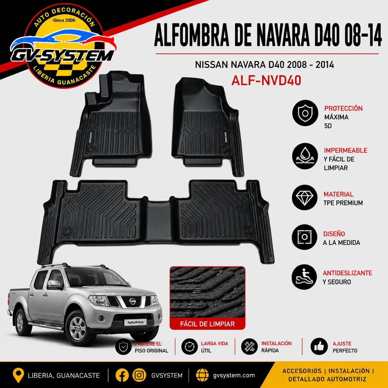 Alfombras 5D para Nissan Navara D40